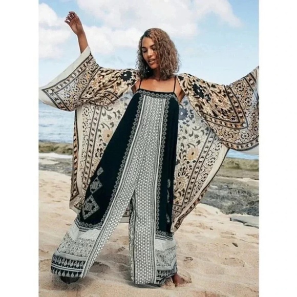 EUC Free People Hazel Mixed Print Jumpsuit - Picture 2 of 6